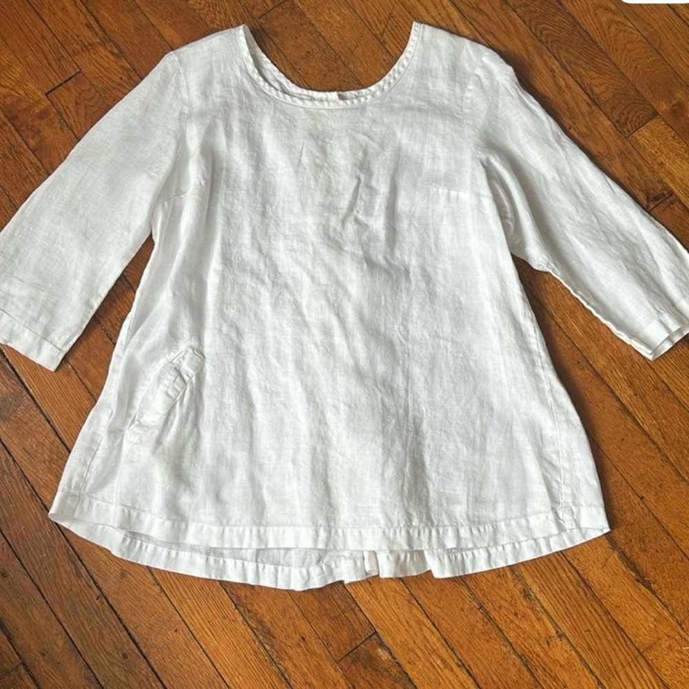 Flax White Linen Scoop Neck Tunic
